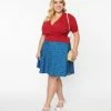 Retrolicious Plus Size Navy Sailboats Flare Skirt Clothing