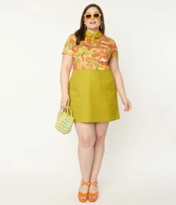 Smak Parlour Plus Size Green & Raccoon Park Mini Dress