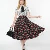 Lifestyle Group (UK) Ltd Black & Skull Rose Swing Skirt Clothing