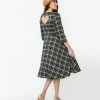 Lifestyle Group (UK) Ltd Navy & Yellow Plaid Heart Back Joy Swing Dress Clothing