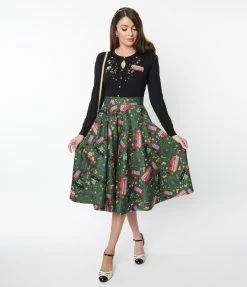 Lifestyle Group (UK) Ltd Green London Town Holiday Swing Skirt Clothing