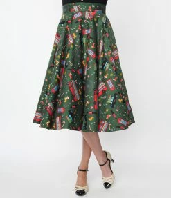 Lifestyle Group (UK) Ltd Green London Town Holiday Swing Skirt Clothing