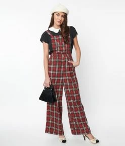 Lifestyle Group (UK) Ltd Red & White Winter Plaid Pinafore Jumpsuit Clothing