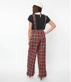 Lifestyle Group (UK) Ltd Red & White Winter Plaid Pinafore Jumpsuit Clothing