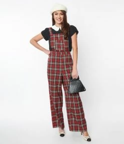 Lifestyle Group (UK) Ltd Red & White Winter Plaid Pinafore Jumpsuit Clothing