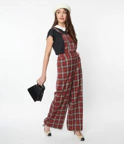 Lifestyle Group (UK) Ltd Red & White Winter Plaid Pinafore Jumpsuit Clothing