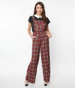 Lifestyle Group (UK) Ltd Red & White Winter Plaid Pinafore Jumpsuit Clothing