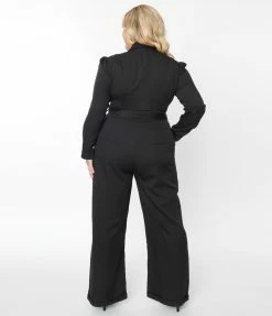 Lifestyle Group (UK) Ltd Clothing Plus Size Black Long Sleeve Jumpsuit