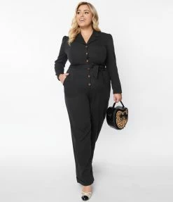 Lifestyle Group (UK) Ltd Clothing Plus Size Black Long Sleeve Jumpsuit