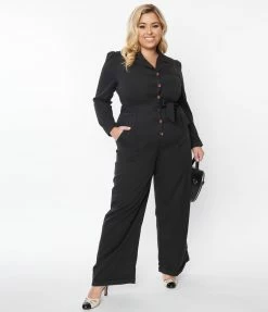 Lifestyle Group (UK) Ltd Clothing Plus Size Black Long Sleeve Jumpsuit