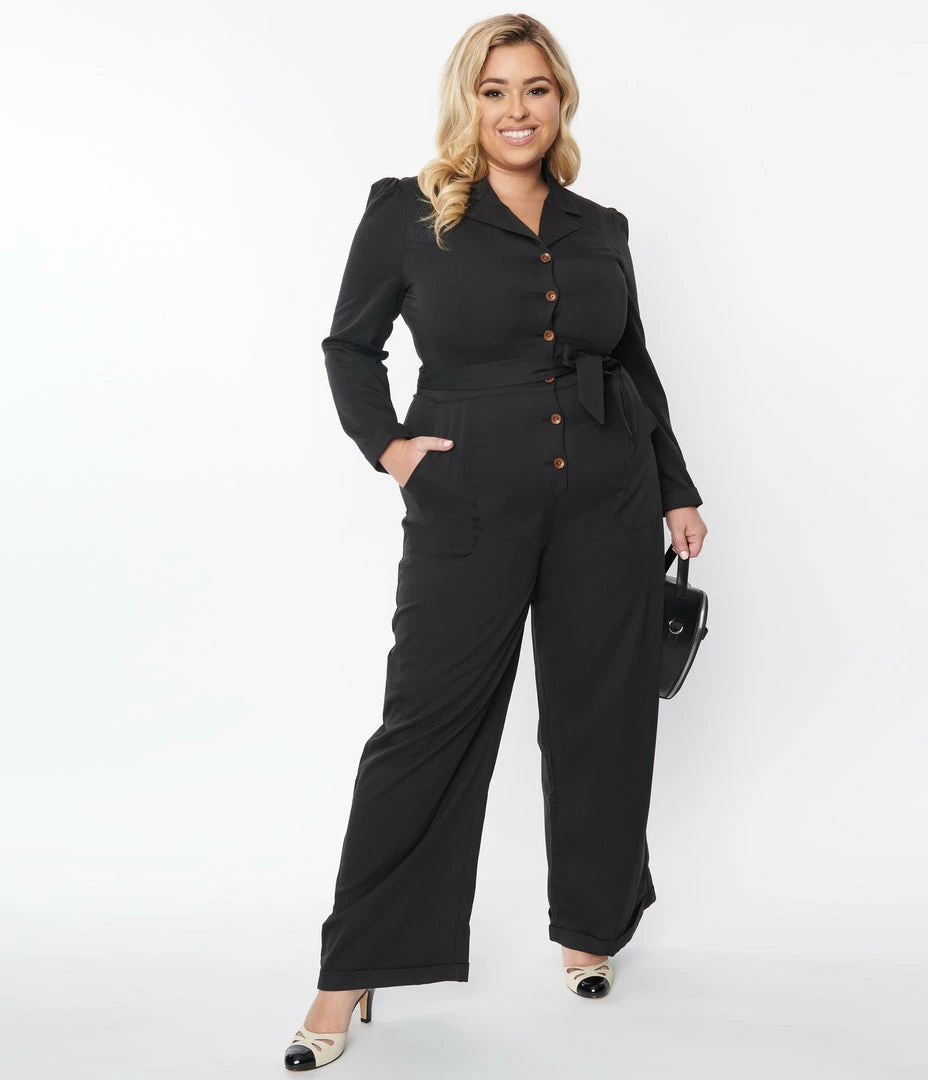 Lifestyle Group (UK) Ltd Clothing Plus Size Black Long Sleeve Jumpsuit