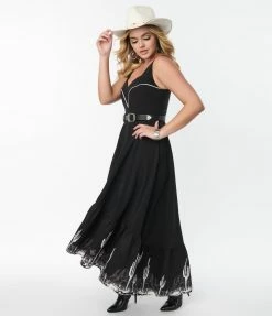 Rebel Love Black Saguaro Cactus Maxi Dress
