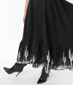 Rebel Love Black Saguaro Cactus Maxi Dress
