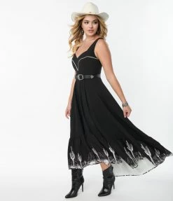 Rebel Love Black Saguaro Cactus Maxi Dress