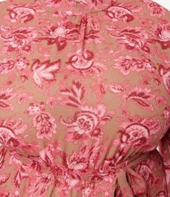 Rebel Love Plus Size Brown & Pink Floral Angel Sleeve Romper