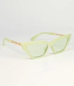 Lucent Product Inc. Light Green Cat Eye & Gold Chain Sunglasses