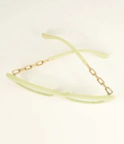 Lucent Product Inc. Light Green Cat Eye & Gold Chain Sunglasses