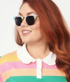 Lucent Product Inc. Rainbow Tie Dye Top Frame Sunglasses