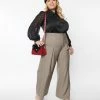 Unique Vintage Plus Size Warm Grey Wide Leg Pants New Arrivals!