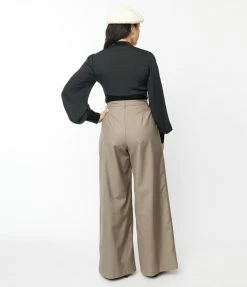 Unique Vintage Warm Grey Wide Leg Pants