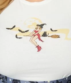 Collectif Plus Size Broomstick Witch Fitted Graphic Tee