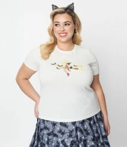 Collectif Plus Size Broomstick Witch Fitted Graphic Tee