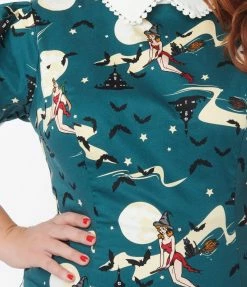 Collectif Plus Size Green Witches Peta Blouse