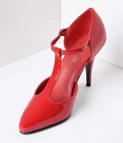 Pleaser 1920s Style Red T-Strap Heels