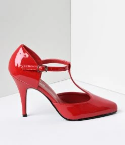 Pleaser 1920s Style Red T-Strap Heels