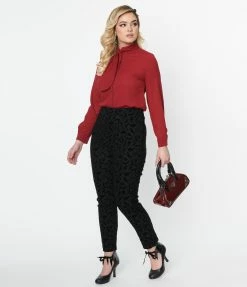 Collectif Black Halloween Flocked Pants