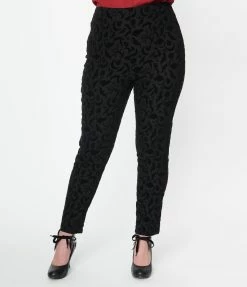 Collectif Black Halloween Flocked Pants