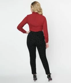 Collectif Black Halloween Flocked Pants