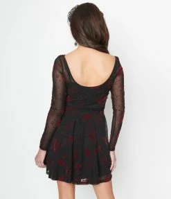 Collectif Black Moth Mesh Elena Skater Dress Sale