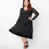 Collectif Plus Size Black Mesh Bat Border Swing Dress Sale