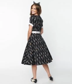 Collectif Black Skeleton Boogie Roberta Swing Dress Sale