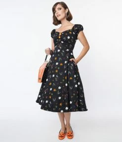 Collectif Black All Hallows Eve Dolores Swing Dress Sale