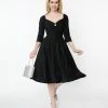 New Arrivals! Unique Vintage Black Velvet Lamar Swing Dress