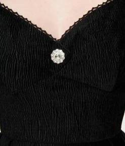 New Arrivals! Unique Vintage Black Velvet Lamar Swing Dress