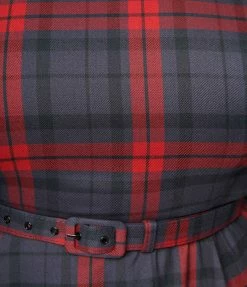 Collectif Plus Size Smoky Burgundy Plaid Meg Swing Dress