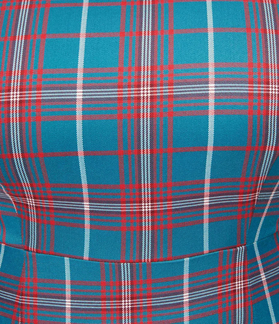 Collectif Plus Size Red & Green Plaid Demira Pencil Dress