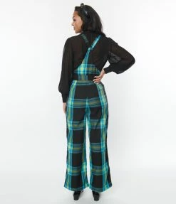 Collectif Teal Plaid Celandine Jumpsuit