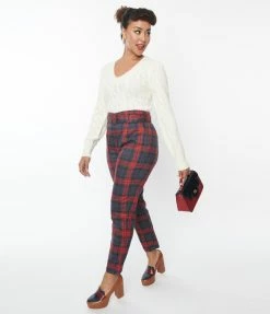 Trending Collectif Burgundy Plaid Thea Pants