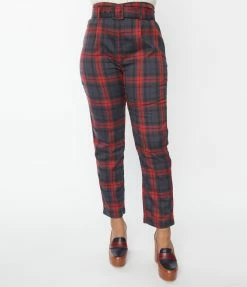 Trending Collectif Burgundy Plaid Thea Pants