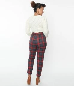 Trending Collectif Burgundy Plaid Thea Pants