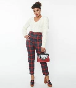 Trending Collectif Burgundy Plaid Thea Pants