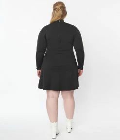 Smak Parlour Plus Size Black Mock Turtleneck Fit & Flare Dress New Arrivals!