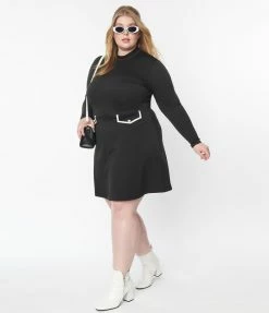 Smak Parlour Plus Size Black Mock Turtleneck Fit & Flare Dress New Arrivals!