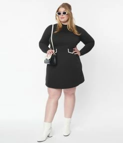 Smak Parlour Plus Size Black Mock Turtleneck Fit & Flare Dress New Arrivals!