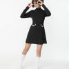 Smak Parlour Black Mock Turtleneck Fit & Flare Dress Trending