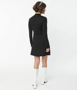 Smak Parlour Black Mock Turtleneck Fit & Flare Dress Trending